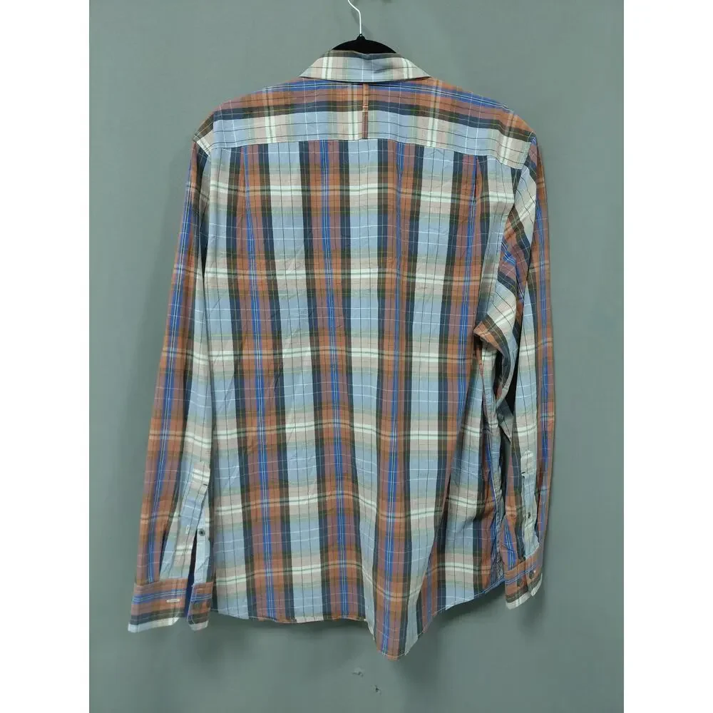 Banana Republic Blue Collared Plaid Breathable Button-Up Shirt Men Size L